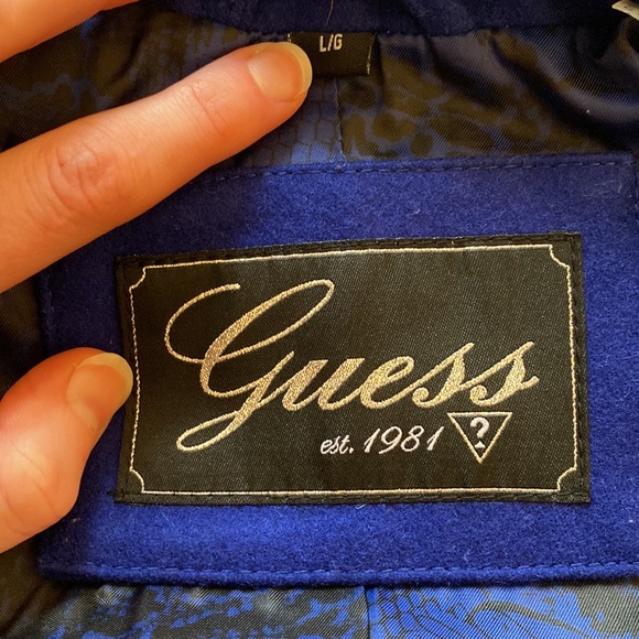 Guess Blue Wool Blend Coat - Picture 6 of 6